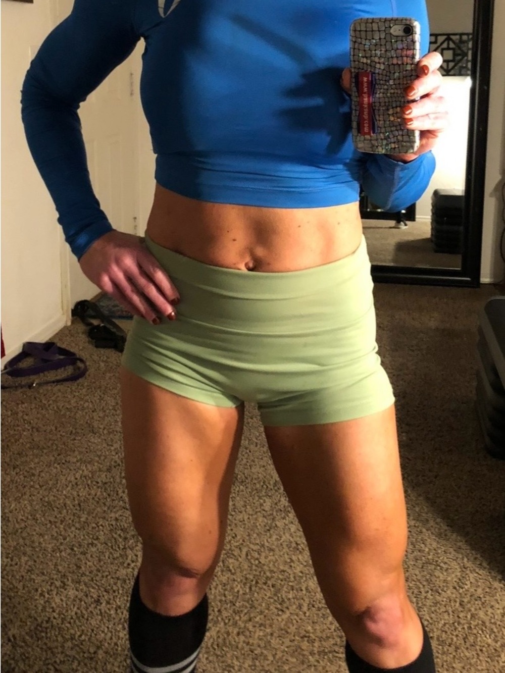Women’s High-Waist Scrunch Booty Shorts - Light Green